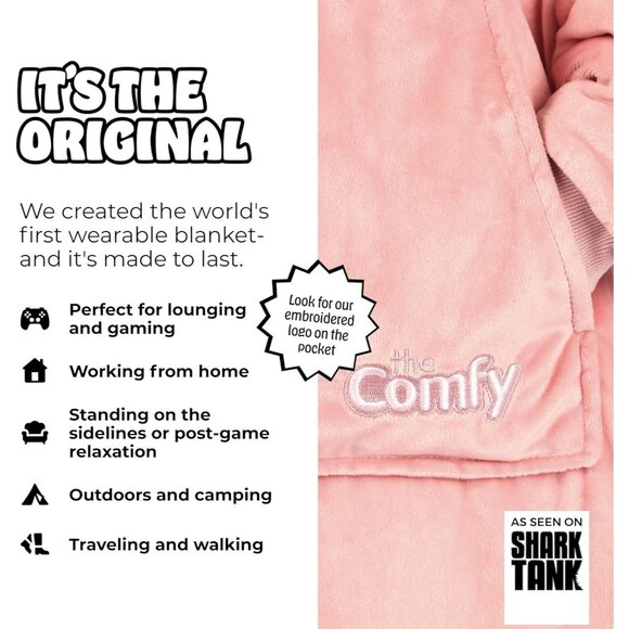 Women Blush Sherpa Lined Microfiber Fleece Oversized Design Wearable Blanket - Picture 2 of 8